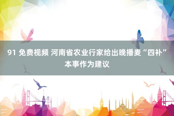 91 免费视频 河南省农业行家给出晚播麦“四补”本事作为建议