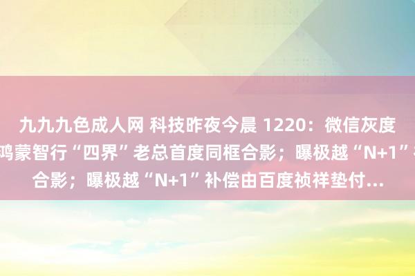 九九九色成人网 科技昨夜今晨 1220：微信灰度测试“耸立物”功能；鸿蒙智行“四界”老总首度同框合影；曝极越“N+1”补偿由百度祯祥垫付...